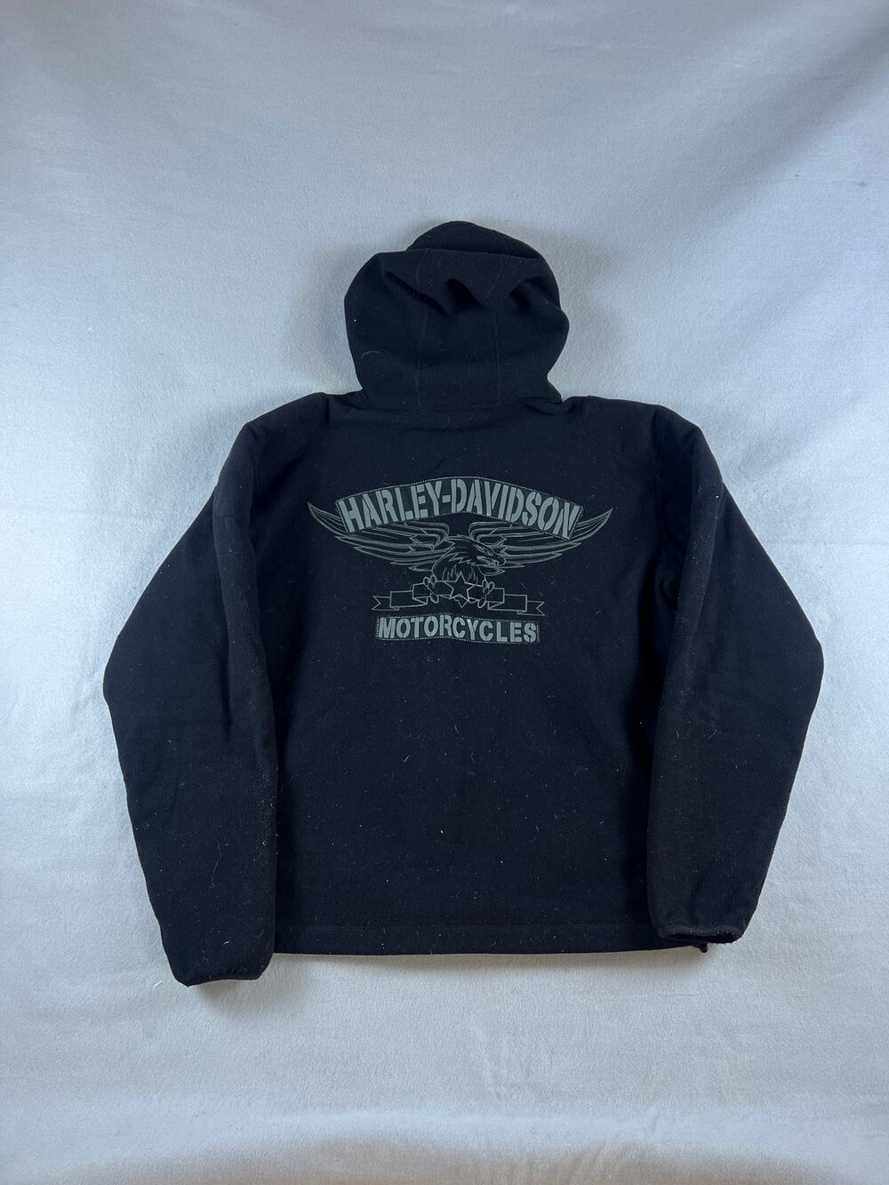 Harley-Davidson Hoodie Mens L Black Full Zip Fleece Metallic Graphics Sweatshirt